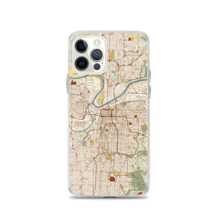 Custom Kansas City Missouri Map iPhone 12 Pro Phone Case in Woodblock