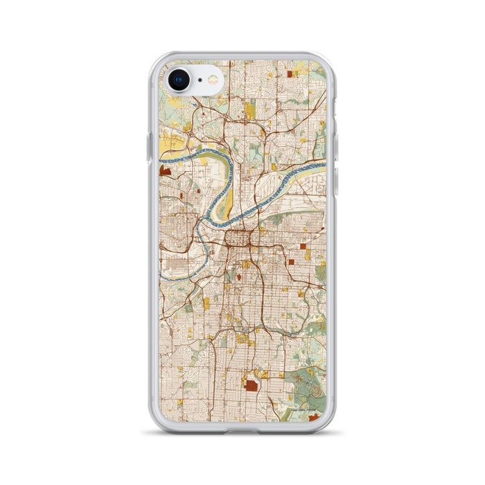 Custom Kansas City Missouri Map iPhone SE Phone Case in Woodblock