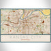 Kansas City Missouri Map Print Landscape Orientation in Woodblock Style With Shaded Background