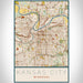 Kansas City Missouri Map Print Portrait Orientation in Woodblock Style With Shaded Background