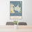 24x36 Katama Bay Massachusetts Map Print Portrait Orientation in Woodblock Style Behind 2 Chairs Table and Potted Plant