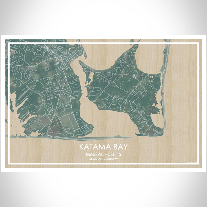 Katama Bay Massachusetts Map Print Landscape Orientation in Afternoon Style With Shaded Background