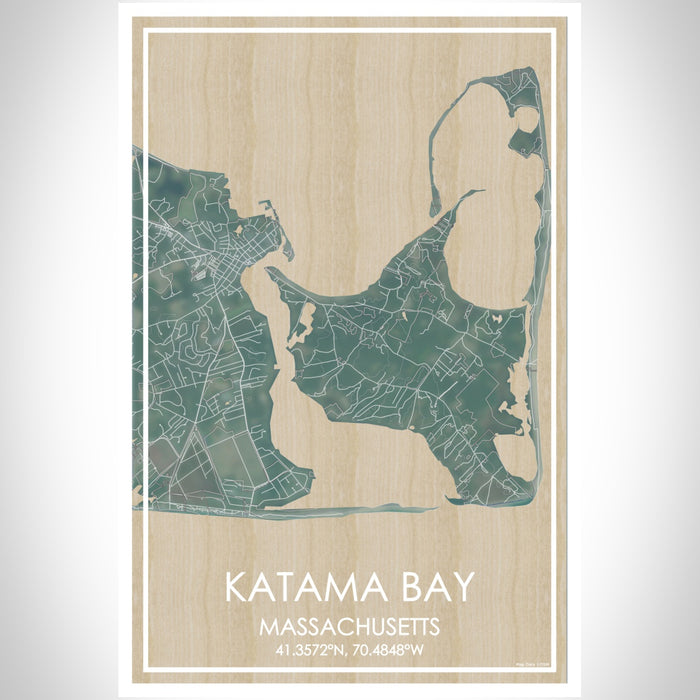 Katama Bay Massachusetts Map Print Portrait Orientation in Afternoon Style With Shaded Background