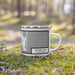 Right View Custom Katama Bay Massachusetts Map Enamel Mug in Classic on Grass With Trees in Background