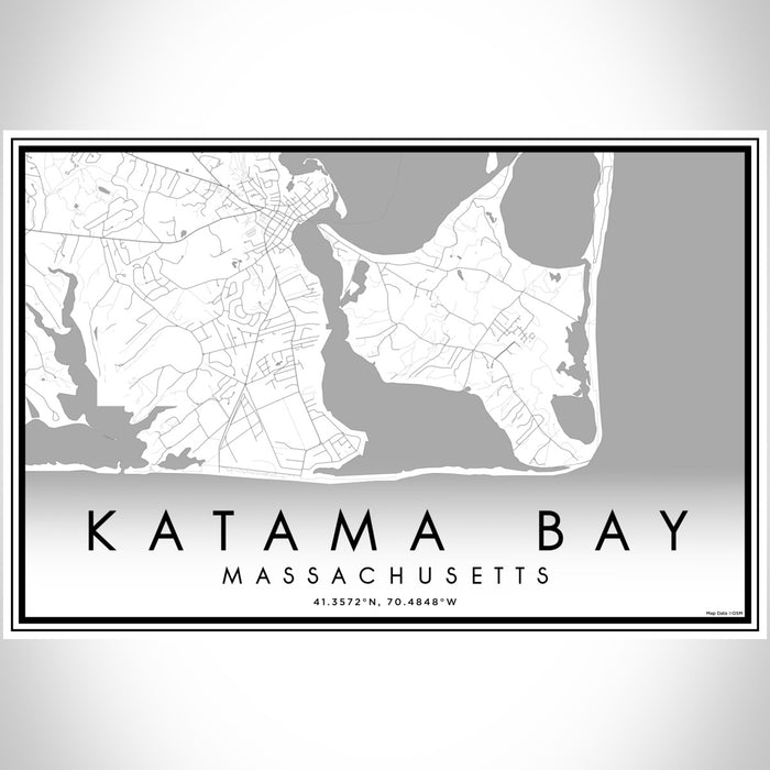 Katama Bay Massachusetts Map Print Landscape Orientation in Classic Style With Shaded Background