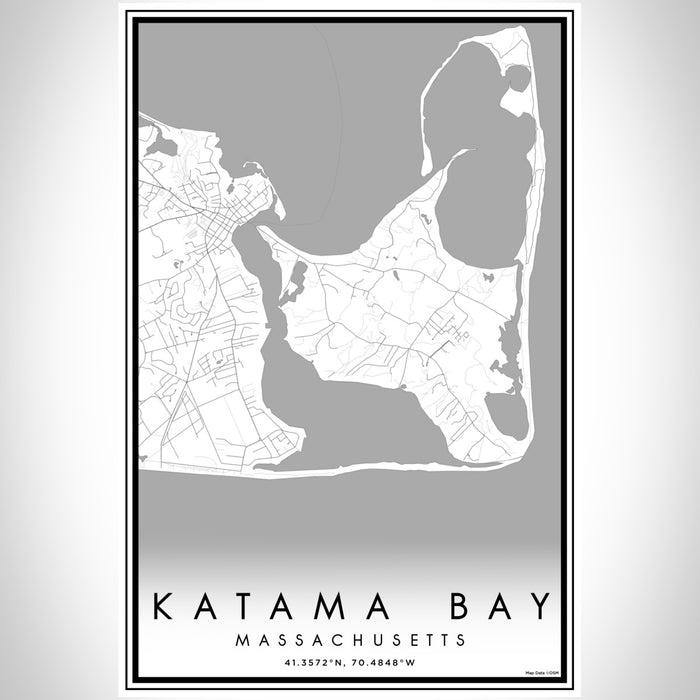 Katama Bay Massachusetts Map Print Portrait Orientation in Classic Style With Shaded Background