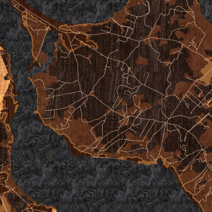 Katama Bay Massachusetts Map Print in Ember Style Zoomed In Close Up Showing Details