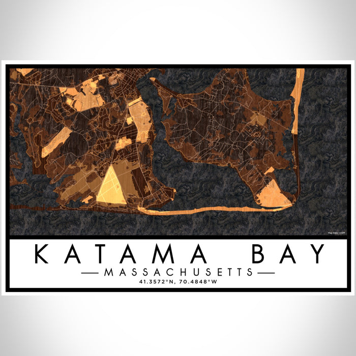 Katama Bay Massachusetts Map Print Landscape Orientation in Ember Style With Shaded Background