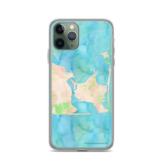 Custom iPhone 11 Pro Katama Bay Massachusetts Map Phone Case in Watercolor