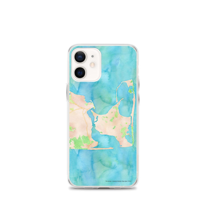 Custom iPhone 12 mini Katama Bay Massachusetts Map Phone Case in Watercolor