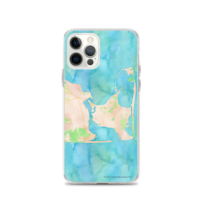 Custom iPhone 12 Pro Katama Bay Massachusetts Map Phone Case in Watercolor