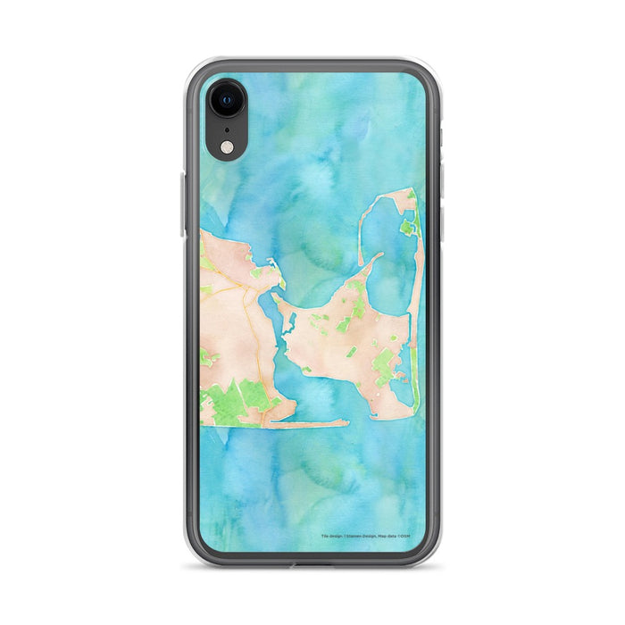 Custom iPhone XR Katama Bay Massachusetts Map Phone Case in Watercolor