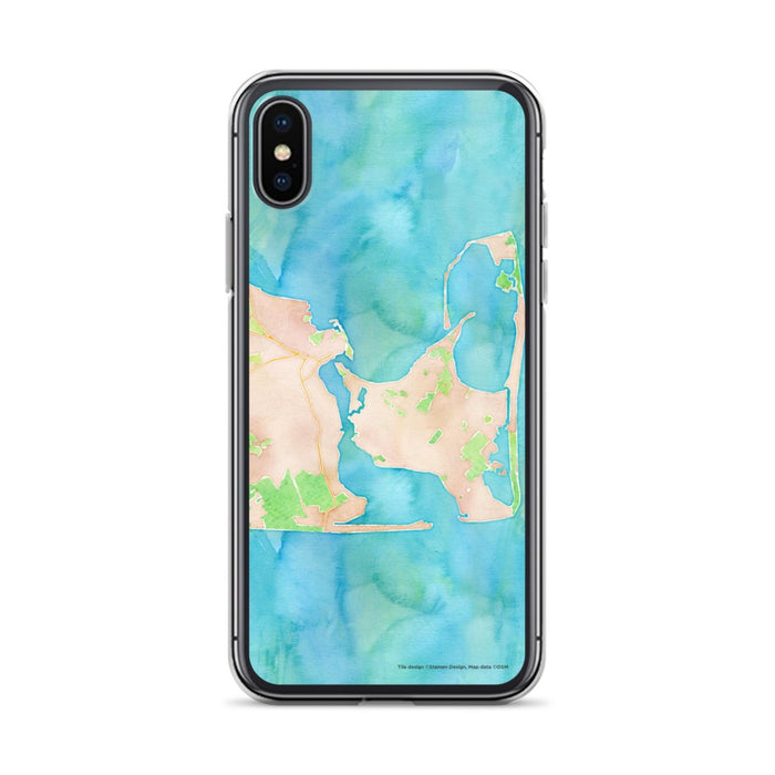 Custom iPhone X/XS Katama Bay Massachusetts Map Phone Case in Watercolor