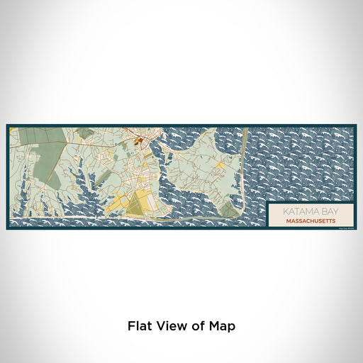 Flat View of Map Custom Katama Bay Massachusetts Map Enamel Mug in Woodblock
