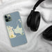 Custom Katama Bay Massachusetts Map Phone Case in Woodblock on Table with Black Headphones