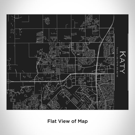 Rendered View of Katy Texas Map Engraving on 20oz Stainless Steel Insulated Bottle with Bamboo Top in Black