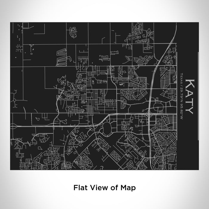 Rendered View of Katy Texas Map Engraving on 20oz Stainless Steel Insulated Bottle with Bamboo Top in Black