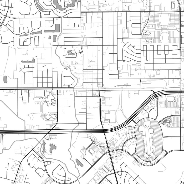 Katy Texas Map Print in Classic Style Zoomed In Close Up Showing Details