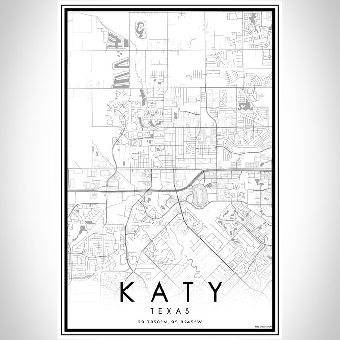 Katy Texas Map Print Portrait Orientation in Classic Style With Shaded Background