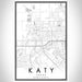Katy Texas Map Print Portrait Orientation in Classic Style With Shaded Background