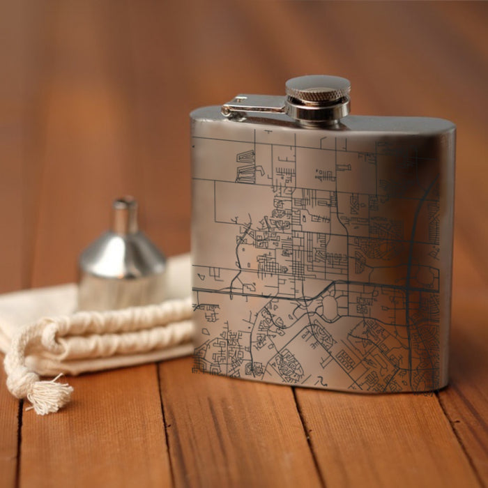 Katy Texas Custom Engraved City Map Inscription Coordinates on 6oz Stainless Steel Flask