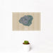 12x18 Kauai Hawaii Map Print Landscape Orientation in Afternoon Style With Small Cactus Plant in White Planter