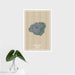 16x24 Kauai Hawaii Map Print Portrait Orientation in Afternoon Style With Tropical Plant Leaves in Water