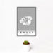 12x18 Kauai Hawaii Map Print Portrait Orientation in Classic Style With Small Cactus Plant in White Planter