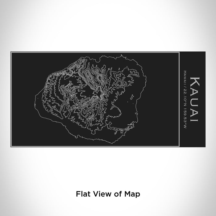 Rendered View of Kauai Hawaii Map Engraving on 17oz Stainless Steel Insulated Cola Bottle in Black