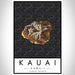 Kauai Hawaii Map Print Portrait Orientation in Ember Style With Shaded Background