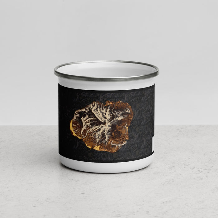 Front View Custom Kauai Hawaii Map Enamel Mug in Ember