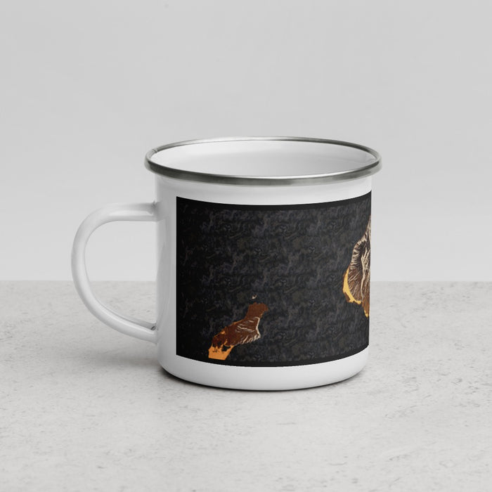 Left View Custom Kauai Hawaii Map Enamel Mug in Ember