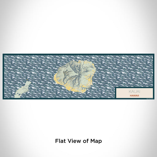 Flat View of Map Custom Kauai Hawaii Map Enamel Mug in Woodblock