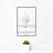 12x18 Kearney Nebraska Map Print Portrait Orientation in Classic Style With Small Cactus Plant in White Planter