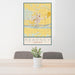 24x36 Kearney Nebraska Map Print Portrait Orientation in Woodblock Style Behind 2 Chairs Table and Potted Plant