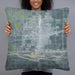 Person holding 22x22 Custom Kearney Nebraska Map Throw Pillow in Afternoon