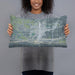 Person holding 20x12 Custom Kearney Nebraska Map Throw Pillow in Afternoon