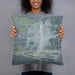 Person holding 18x18 Custom Kearney Nebraska Map Throw Pillow in Afternoon