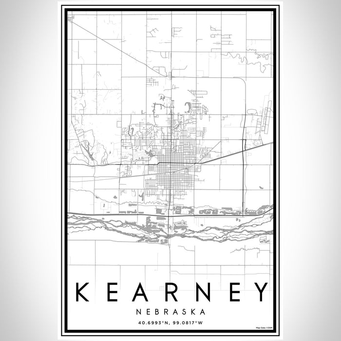 Kearney Nebraska Map Print Portrait Orientation in Classic Style With Shaded Background