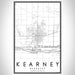 Kearney Nebraska Map Print Portrait Orientation in Classic Style With Shaded Background