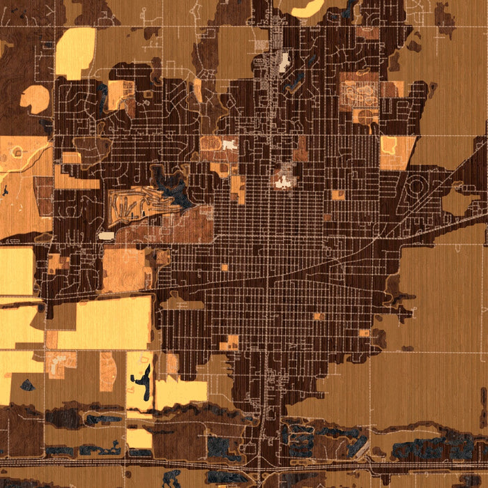 Kearney Nebraska Map Print in Ember Style Zoomed In Close Up Showing Details