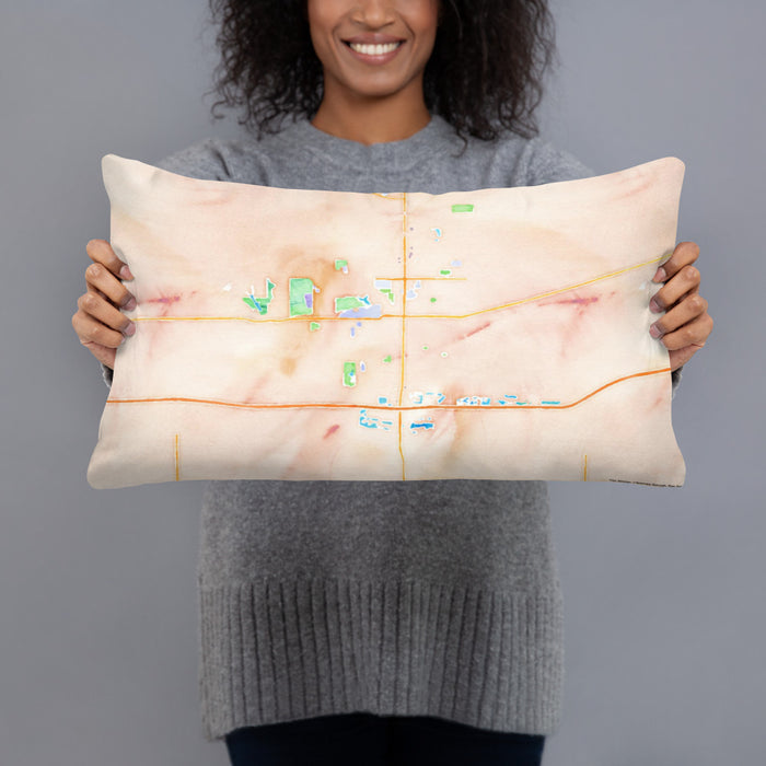 Person holding 20x12 Custom Kearney Nebraska Map Throw Pillow in Watercolor