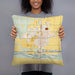 Person holding 18x18 Custom Kearney Nebraska Map Throw Pillow in Woodblock