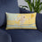 Custom Kearney Nebraska Map Throw Pillow in Woodblock on Blue Colored Chair