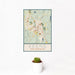 12x18 Keene New Hampshire Map Print Portrait Orientation in Woodblock Style With Small Cactus Plant in White Planter