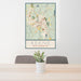 24x36 Keene New Hampshire Map Print Portrait Orientation in Woodblock Style Behind 2 Chairs Table and Potted Plant