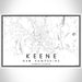 Keene New Hampshire Map Print Landscape Orientation in Classic Style With Shaded Background