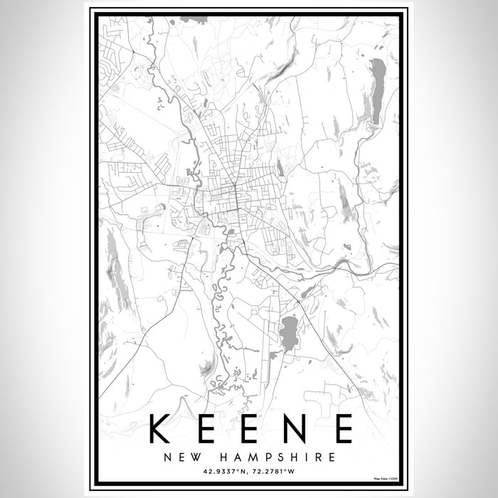 Keene New Hampshire Map Print Portrait Orientation in Classic Style With Shaded Background