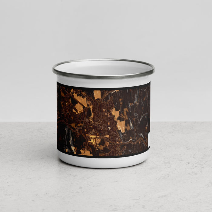 Front View Custom Keene New Hampshire Map Enamel Mug in Ember