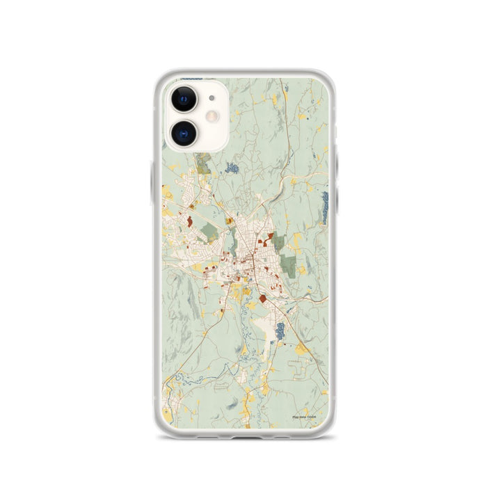 Custom iPhone 11 Keene New Hampshire Map Phone Case in Woodblock
